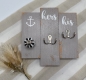 Preview: Taupe (used) mit weißer Schrift